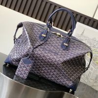 Goyard Bowling 45 Bag In Goyardine Canvas Navy Blue
