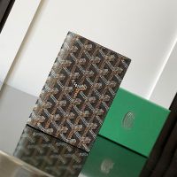 Goyard Grenelle Passport Cover In Goyardine Canvas Black