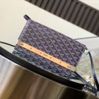 Goyard Monte-Carlo PM Clutch In Goyardine Canvas Navy Blue