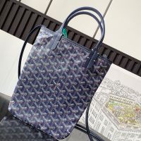 Goyard Poitiers PM Bag In Goyardine Canvas Navy Blue