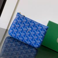 Goyard Senat Mini Pouch In Goyardine Canvas Blue