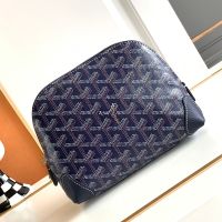 Goyard Vendome Cosmetic Pouch In Goyardine Canvas Navy Blue